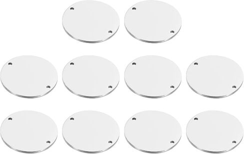 Patikil 10mm Steel Disc ، 10pcs ختم المعادن ختم الفراغات الدائرة الدائرة الجولة المعادن صفيحة الصلب المقاوم للصدأ مع فتحات لليزر النقش اسم الحرف ، in Saudi Arabia