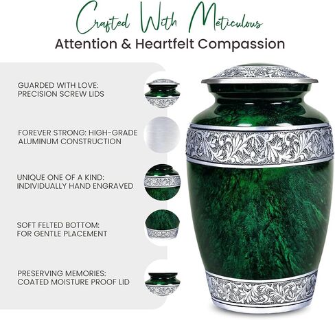 Memorials Cremation Urns for Human Ashes with Velvet Bag | Large Adult urn for Human Ashes | Funeral Urn for Adults | Memorial Ashes Urn for Human Adult | Large Capacity (Adult Creamation Urn) in Saudi Arabia