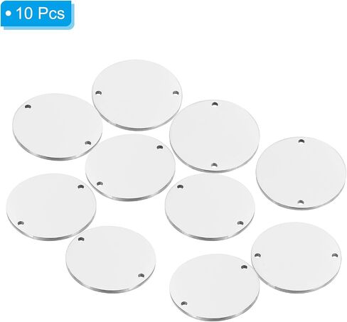 Patikil 10mm Steel Disc ، 10pcs ختم المعادن ختم الفراغات الدائرة الدائرة الجولة المعادن صفيحة الصلب المقاوم للصدأ مع فتحات لليزر النقش اسم الحرف ، in Saudi Arabia