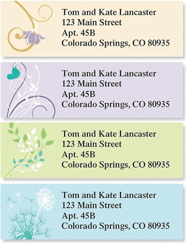 Colorful Images Kraft Foliage Return Address Mailing Labels, Personalize with Name & Addresses, Set of 240 Self Adhesive, Easy Peel Flat Label Sheets, ⅝" x 2", 4 Designs in Kuwait