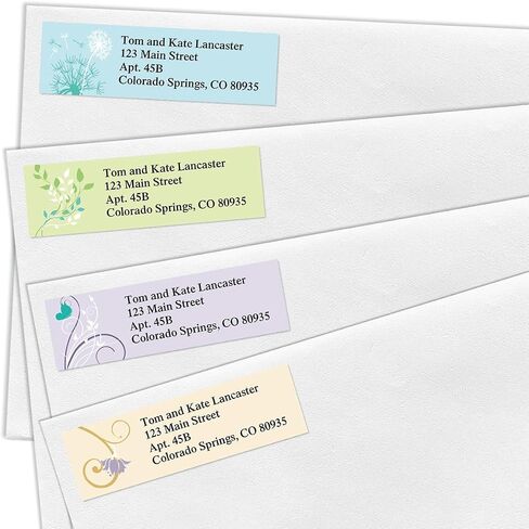 Colorful Images Kraft Foliage Return Address Mailing Labels, Personalize with Name & Addresses, Set of 240 Self Adhesive, Easy Peel Flat Label Sheets, ⅝" x 2", 4 Designs in Kuwait