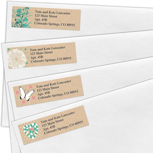 Colorful Images Kraft Foliage Return Address Mailing Labels, Personalize with Name & Addresses, Set of 240 Self Adhesive, Easy Peel Flat Label Sheets, ⅝" x 2", 4 Designs in Kuwait