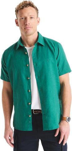 Nautica Men's Sustainably Crafted Linen Short-Sleeve Shirt in Saudi Arabia
