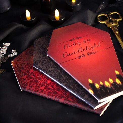 ملاحظات من قبل CandleLight 3 Pack Thread Bound Coffin على شكل دفاتر - مبطنة | 60 صفحة لكل منها ، 180 إجمالي (90 ورقة) - القرطاسية الساحرة والقوطية ، مصنف تكوين الموضوع in Saudi Arabia