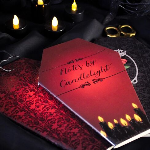 ملاحظات من قبل CandleLight 3 Pack Thread Bound Coffin على شكل دفاتر - مبطنة | 60 صفحة لكل منها ، 180 إجمالي (90 ورقة) - القرطاسية الساحرة والقوطية ، مصنف تكوين الموضوع in Saudi Arabia