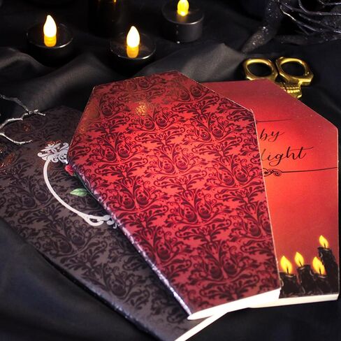 ملاحظات من قبل CandleLight 3 Pack Thread Bound Coffin على شكل دفاتر - مبطنة | 60 صفحة لكل منها ، 180 إجمالي (90 ورقة) - القرطاسية الساحرة والقوطية ، مصنف تكوين الموضوع in Saudi Arabia