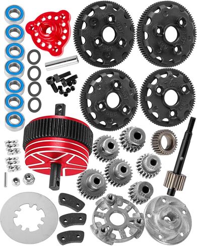 ترقيات RC ترقيات النقل الجزرية ترس الحافز (48-PITCH) 76T 83T 86T 90T Spur Gear مع 17T/19T/21T/23T/25T/27T PINIONS GEAR لـ 1/10 SLASH/RUSTLER/Stampede/Bandit 2WD VXL ، RED ، RED in Kuwait