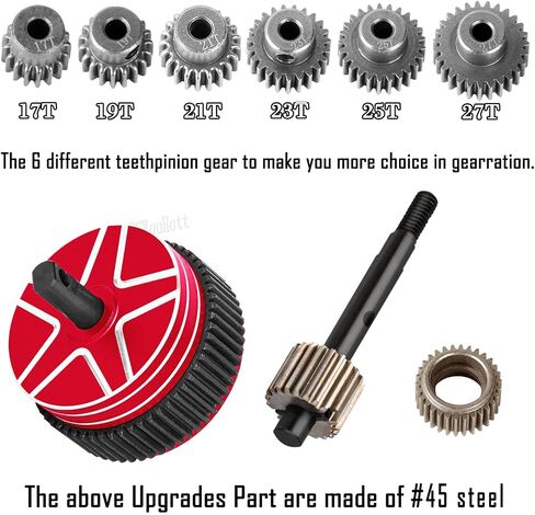 ترقيات RC ترقيات النقل الجزرية ترس الحافز (48-PITCH) 76T 83T 86T 90T Spur Gear مع 17T/19T/21T/23T/25T/27T PINIONS GEAR لـ 1/10 SLASH/RUSTLER/Stampede/Bandit 2WD VXL ، RED ، RED in Kuwait