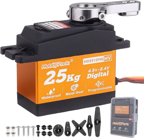 Hobbypark مقاومة للماء 25 كيلوجرام 55G Servo Metal Gear Digital Servo لسيارات RC Crawlers شاحنات الطائرات عربات التي تجرها الدواب قوارب الروبوتات مشروع Arduino ، زاوية التحكم 180 درجة HV (محرك أساسي) in Kuwait