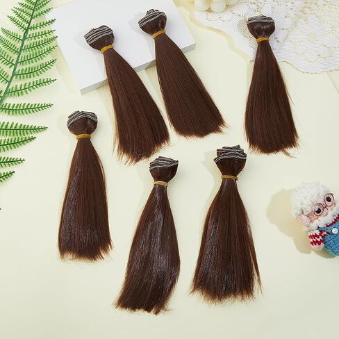 dicosmetic 6pcs دمية شعر مستعار الدمية 18 سم دمية قصيرة دمية الشعر البلاستيك دمية WIFTS دمية صنع مجموعات دمية امتدادات الشعر جوز الهند بني فو بديل للدمى شعر الحرف in Kuwait