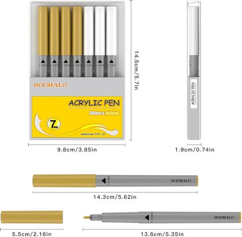 DOOHALO أبيض الذهب الذهب صانعي الطلاء الأقلام متوافقة مع cricut4/3/2/1 آلة الهواء 1.0 ملم نصائح هلام قلم الهلام للصخور ، والزجاج ، والخشب ، والمعادن ، والورق ، والبلاستيك in Kuwait