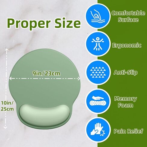 Mouse Pad with Wrist Rest, Comfortable Memory Foam Mouse Mat Gaming Pad with Wrist Support Pain Relief Mouse Pad for Office Computer Laptop Typist Gamer (Black) in Saudi Arabia
