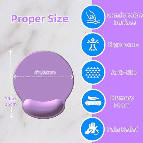 Mouse Pad with Wrist Rest, Comfortable Memory Foam Mouse Mat Gaming Pad with Wrist Support Pain Relief Mouse Pad for Office Computer Laptop Typist Gamer (Black) in Saudi Arabia