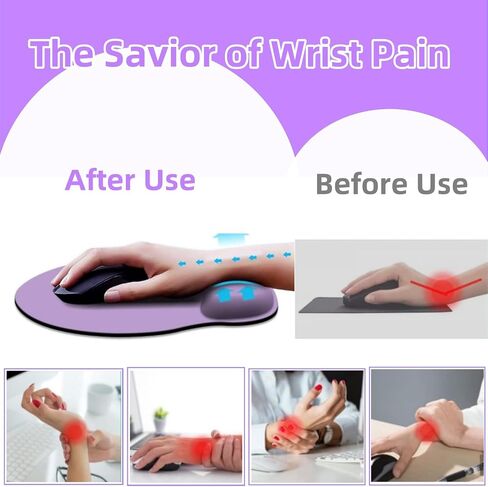 Mouse Pad with Wrist Rest, Comfortable Memory Foam Mouse Mat Gaming Pad with Wrist Support Pain Relief Mouse Pad for Office Computer Laptop Typist Gamer (Black) in Saudi Arabia