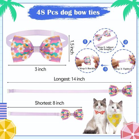108 Pcs Summer 4th of July Dog Bandanas Bulks Adjustable Red White Blue Bow Ties for Dogs USA Flag Bowknot National Star Triangle Scarf Kerchief for Pet Cat Grooming(Summer) in Saudi Arabia