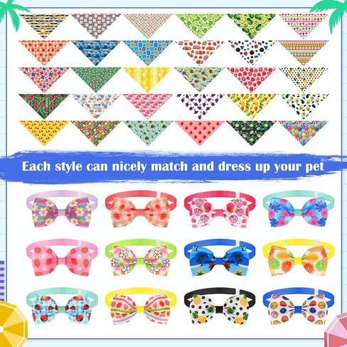 108 Pcs Summer 4th of July Dog Bandanas Bulks Adjustable Red White Blue Bow Ties for Dogs USA Flag Bowknot National Star Triangle Scarf Kerchief for Pet Cat Grooming(Summer) in Saudi Arabia