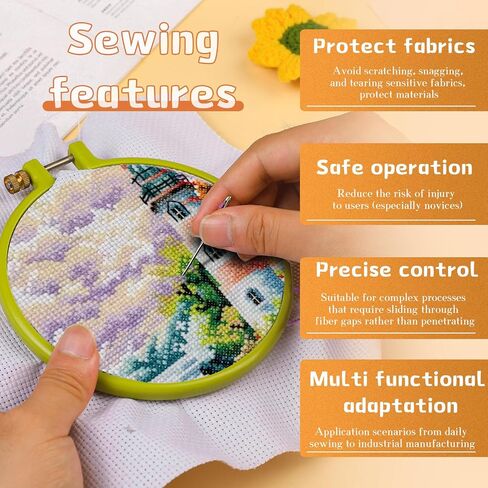tlkkue 12 pcs/3 أحجام إبر حادة العين الكبيرة ، إبرة خيوط الفولاذ المقاوم للصدأ مع threadle الإبرة ، إبرة نسيج لخياطة الحياكة الكروشيه التطريز (الفضة) in Kuwait
