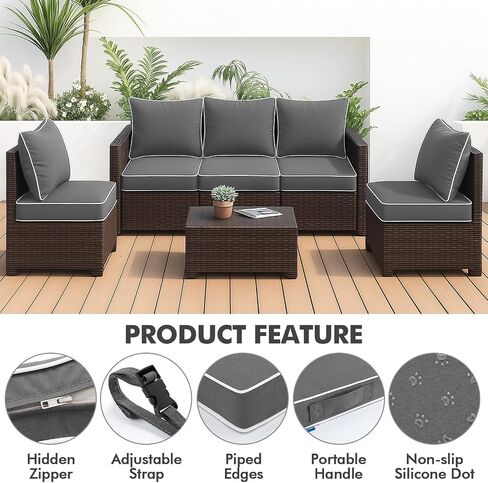 MIULEE Outdoor Seat Cushion Set Red 24 x 24 x 4 Inch Waterproof & Fade Resistant Deep Seat and Back Patio Furniture Cushions with Handle and Adjustable Straps Cushions for Chair Couch in Saudi Arabia