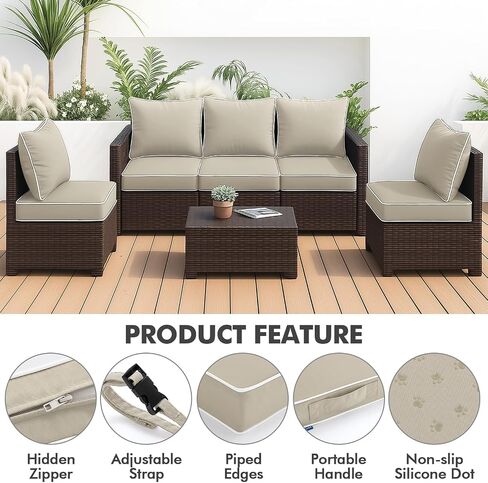 MIULEE Outdoor Seat Cushion Set Red 24 x 24 x 4 Inch Waterproof & Fade Resistant Deep Seat and Back Patio Furniture Cushions with Handle and Adjustable Straps Cushions for Chair Couch in Saudi Arabia