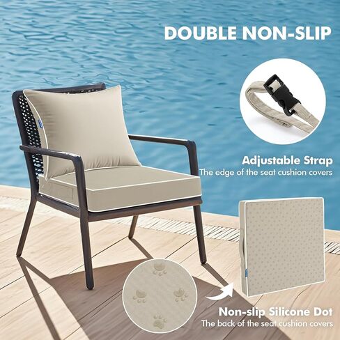 MIULEE Outdoor Seat Cushion Set Red 24 x 24 x 4 Inch Waterproof & Fade Resistant Deep Seat and Back Patio Furniture Cushions with Handle and Adjustable Straps Cushions for Chair Couch in Saudi Arabia