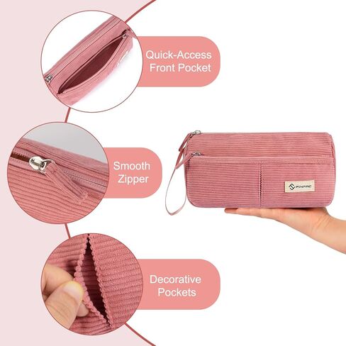 FINPAC Pencil Case, Corduroy Triangle Makeup Bag, Kawaii Pen Bag Pouch Holder Box Organize for Study, Office, or Travel, Strawberry in Kuwait
