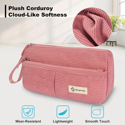 FINPAC Pencil Case, Corduroy Triangle Makeup Bag, Kawaii Pen Bag Pouch Holder Box Organize for Study, Office, or Travel, Strawberry in Kuwait