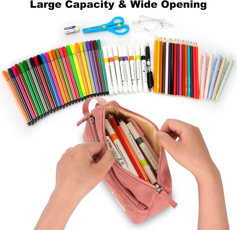 FINPAC Pencil Case, Corduroy Triangle Makeup Bag, Kawaii Pen Bag Pouch Holder Box Organize for Study, Office, or Travel, Strawberry in Kuwait