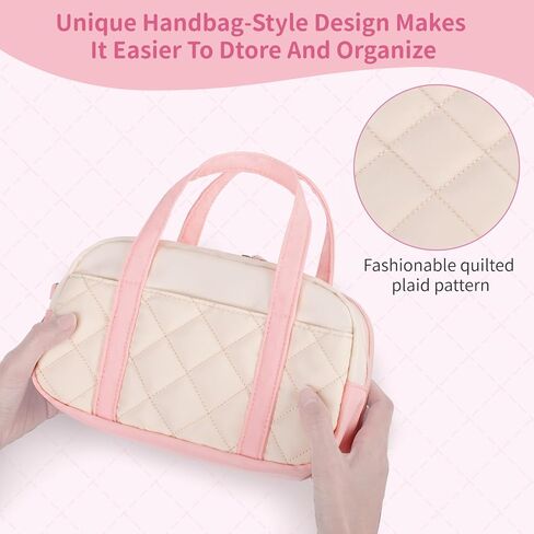 2 Compartment Pencil Case For Girls,Zipper Pencil Bag With Handle, Large Capacity quilting Pencil Pouch Organizer Aesthetic, Womens Soft Pencil Box Marker Pouch For Middle School Office College in Saudi Arabia