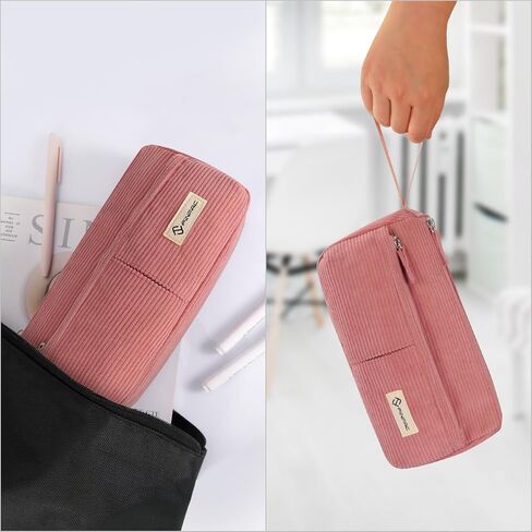 FINPAC Pencil Case, Corduroy Triangle Makeup Bag, Kawaii Pen Bag Pouch Holder Box Organize for Study, Office, or Travel, Strawberry in Kuwait