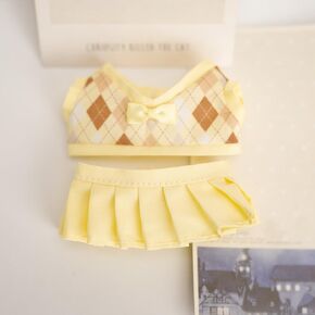 17cm Doll Clothes, British Style Plaid Outfit Set with Skirt, 7 x 3 inches, Clothing Only (Purple with Skirt)
