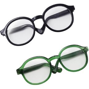 2pcs Doll Glasses Compatible with 17cm Dolls, 6.5cm Clear Lens Eyeglasses for Doll Dress Up Accessories, Mini Eyewear Costume Supplies for 15cm 17cm Doll (Black & Brown)
