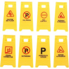 Kisangel 8pcs Street Signs: Kids Traffic Learning Set - Realistic Road and Parking Signs - Enhances Traffic Rule Awareness - for Parent-Child Activities