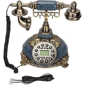 Button Dial Vintage Telephone Retro Antique Landline Telephone Caller ID Wired Landline Phone Push Button Dial Landline Phone for Home Office Cafe Decor