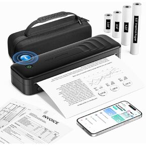 2025 Portable Printers Wireless for Travel, Inkless Thermal Printer 8.5" x 11"& A4 Size, Mobile Printers with Carry Case, Bluetooth Portable Printer for Office,Travel,School,Car,Home,Black
