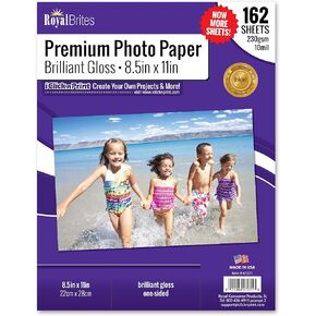 Brilliant Premium High Gloss Photo Paper 8.5 x 11 Inches - 162 Pack - Ideal Photo Printer Paper - Glossy Photo Paper for Printer - Perfect for Photos, Flyers, Brochures