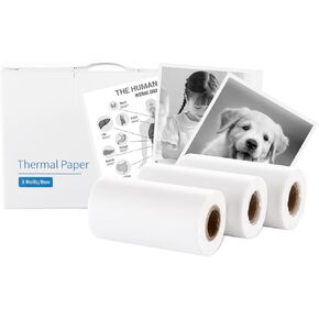 Thermal Paper, Self-Adhesive Sticker Paper, 57mmx3.8m Black White Sticky Papers for Journal, Study, Photos, Note, Compatible with CP1/CP2/TP6/TP6S & Most Mini Sticker Printer - Yellow Pink Blue