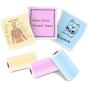 الورق الحراري ، ورق ملصق ملصق ذاتي ، 57mmx3.8m أوراق أبيض أبيض ملصق للمجلة ، الدراسة ، الصور ، الملاحظة ، متوافقة مع CP1/CP2/TP6/TP6S ومعظم طابعة ملصقات صغيرة - أصفر اللون الأزرق in Kuwait