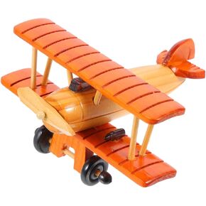 IMIKEYA Wooden Vintage Airplane: Wooden Airplane Mini Small Retro Model Plane Model Ornament Home Desktop Wood Crafts Home Room Decor