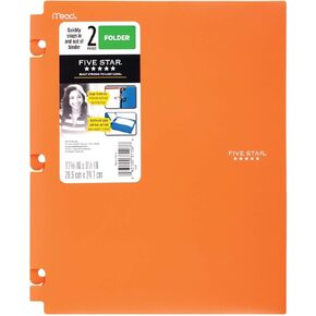 Snap-in Plastic Folder for Binders 2 Pocket - Five Star/Dimensions 9.5'' X11.62'' Sheet Capacity: 120 (Orange)