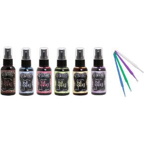 Ranger Dylusions Ink Spray Bundle Six Bottle Set with Bonus Purple Turtle Blending Sticks (Brighter)