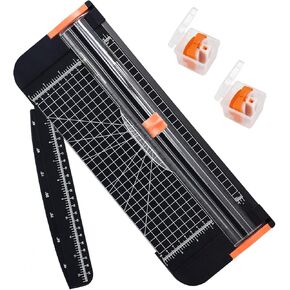 A4 Paper Cutter 12 Inch | Titanium Paper Cutter with Safety Guard and Side Ruler and 3pcs Blades - Perfect for Making, Scrapbooking, Coupons, Labels and Cards (Black)