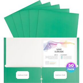 50 Pack Folders with Pockets, Pocket Folders Fit Letter Size Paper, with Business Card Slot, 2-Pocket Folder for School Office Home Business