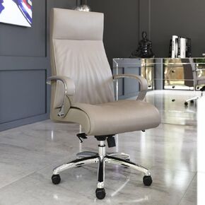 ZURI Forbes Genuine Leather Aluminum Base High Back Executive Chair - Dark Brown