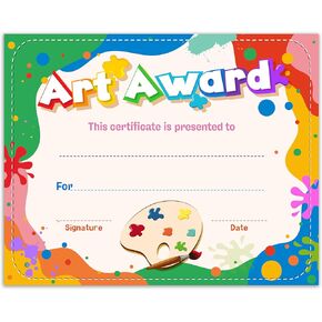 Certificate of Achievement, 25 Pcs Art Award Certificates for Kids Students, Colorful Art Awards, Painting Certificate Favors & Supplies -17