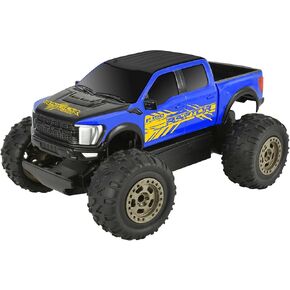 Taiyo: Ford Raptor RC - Blue & Yellow Truck - 1:22 Scale Truck ، 2.4 جيجا هرتز مركبة يتم التحكم فيها عن بُعد ، وحدات تحكم ، وتصميم على الطرق الوعرة ، والبطارية ، والمرخصة