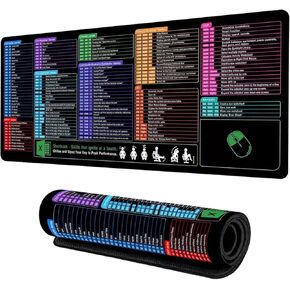 Excel Cheat Sheet Desk Pad – Waterproof Mouse Pad with 10 Major Excel Functions & Shortcuts – Extended Large XL Keyboard Gaming Desk Mat for Office Computer | Non-Slip Stitched Edges