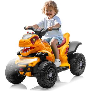 12V ATV Electric Ride on Car, Dinosaur Battery Electric Car for Kids with Music, Cool Light, Microphone Interface Kids Ride On Toy Tree Tyrannosaurus Rex Green