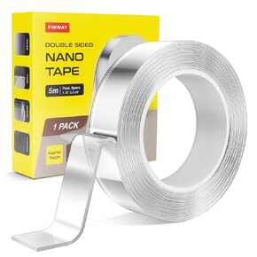 Double Sided Tape Heavy Duty, Clear Nano Tape, Extra Large Mounting Tape, Reusable Double Nano Tape for Paste Photos, Poster, Fix Carpet, Home (4, 10FT)