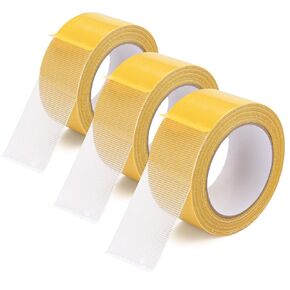 3PCS High Adhesive Strength Mesh Double-Sided Duct Tape, 2’’×66FT, Super Sticky Double Sided Tape, Double Sided Tape Heavy Duty for Walls, Residue Free, Renter Friendly (3Pcs,2''x66FT)