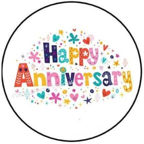 30 Pcs 1.5'' Inch Happy Anniversary Stickers - Wedding & Anniversary Stickers - Envelope Seals & Labels